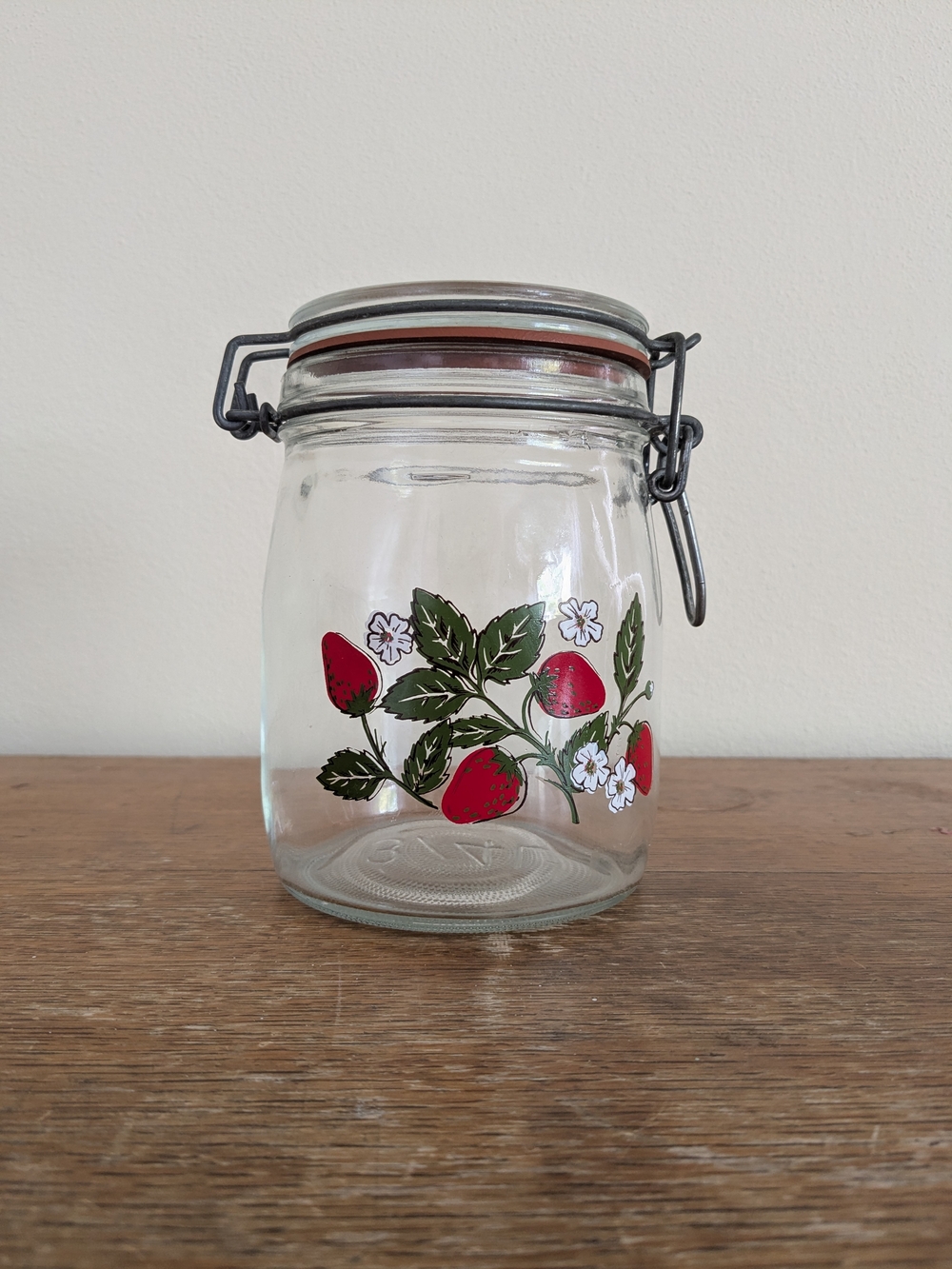 Glass Strawberries Clip-Top Storage Jar
